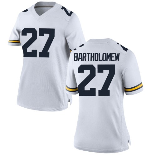 Christian Bartholomew Michigan Wolverines Women's NCAA #27 White Game Brand Jordan College Stitched Football Jersey SHJ6254ON